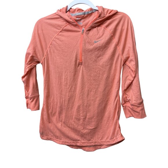 Nike Womens Dri-FIT Running Hoodie Medium Coral - Picture 2 of 4